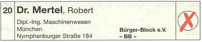 Stimmzettel Dr. Mertel